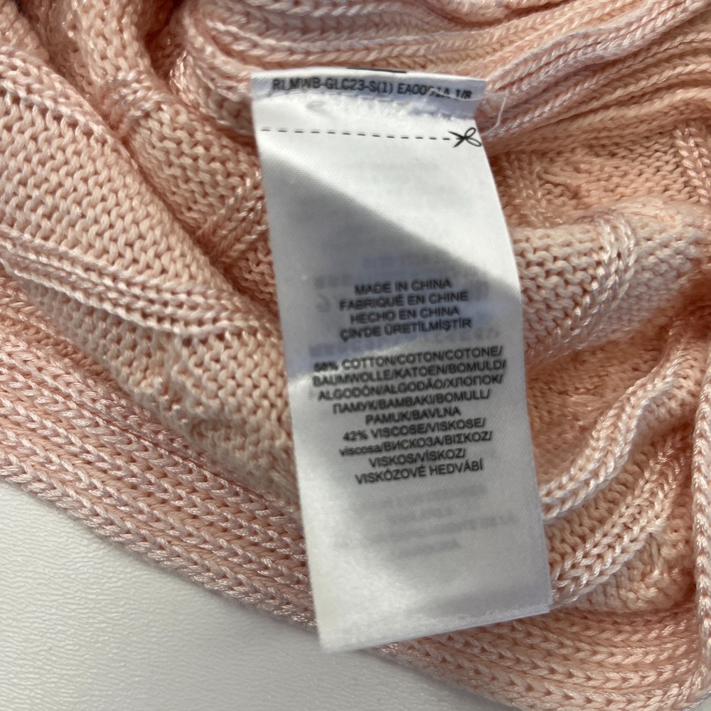 Ralph Lauren LRL Sweater‎ Womens XL Light Pink Cowl Neck Cable Knit Old Money - Picture 9 of 10
